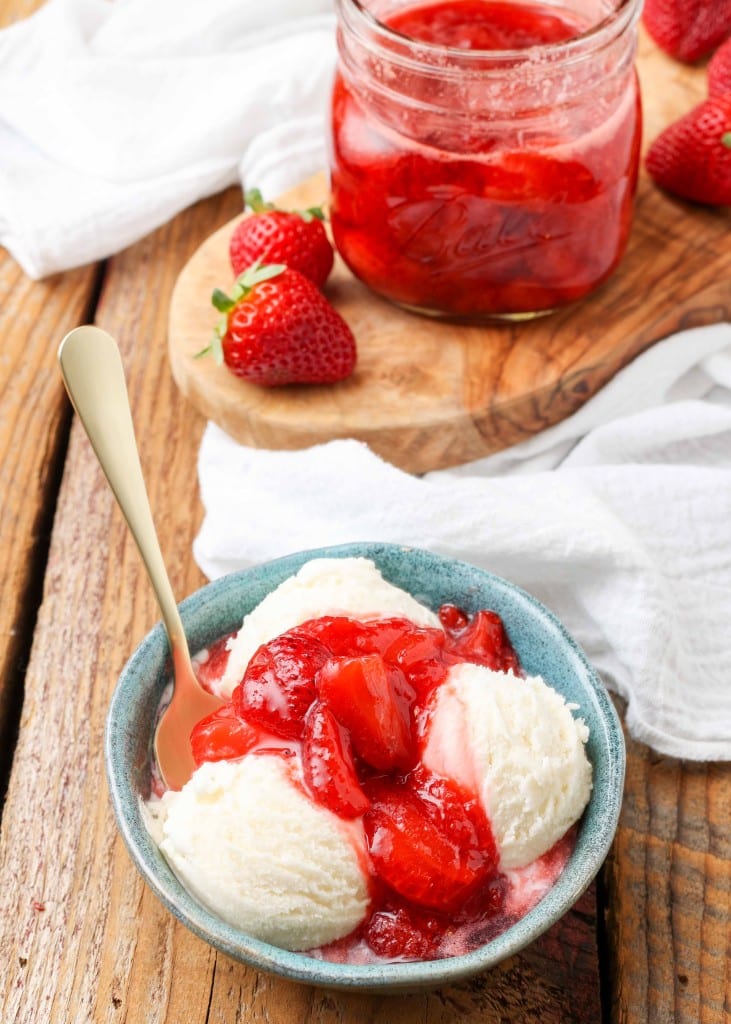 Strawberry Compote on ice cream