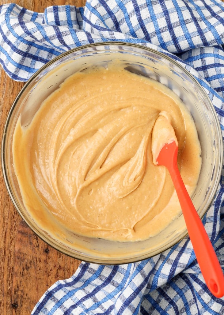 peanut butter spread in mixing bowl