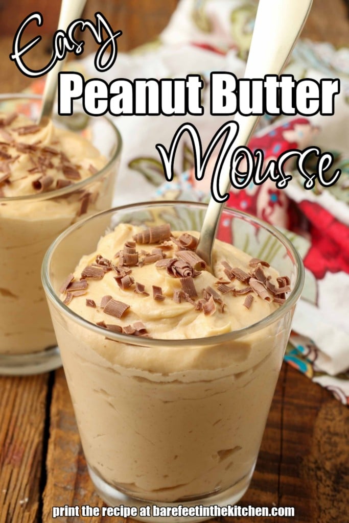 Peanut butter mousse served in two glasses with silver spoons