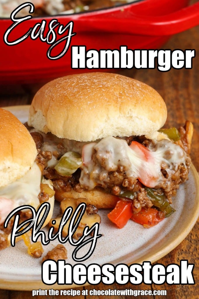 Philly cheesesteak sliders made with ground beef 