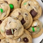 close up photos of cookies with mint chocolate candies