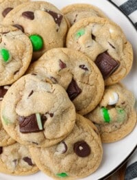 close up photos of cookies with mint chocolate candies