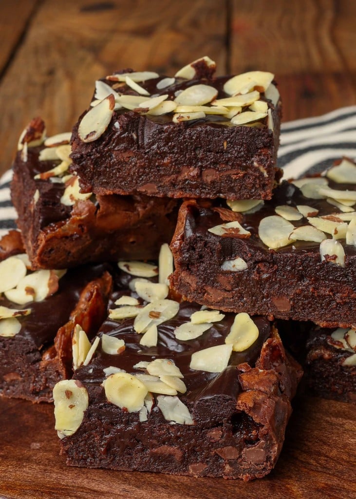 Stacked sliced Rocky Road Brownies