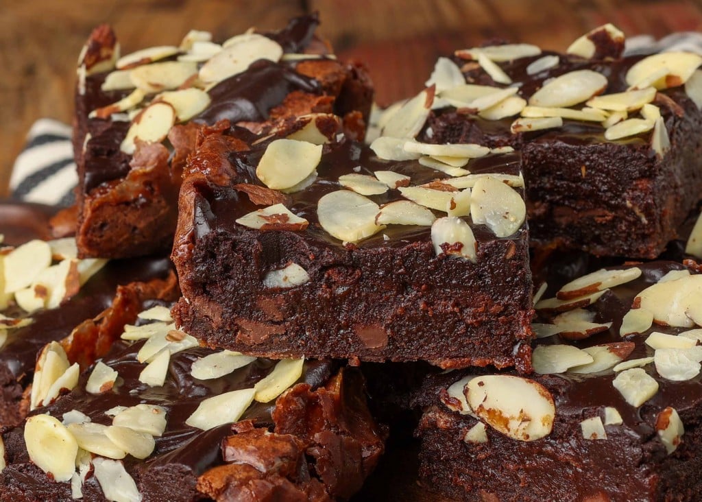 Extreme close-up of Rocky Road Brownies