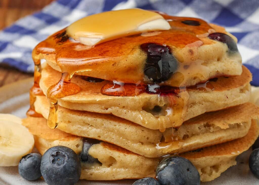 Close-up on berry pancakes