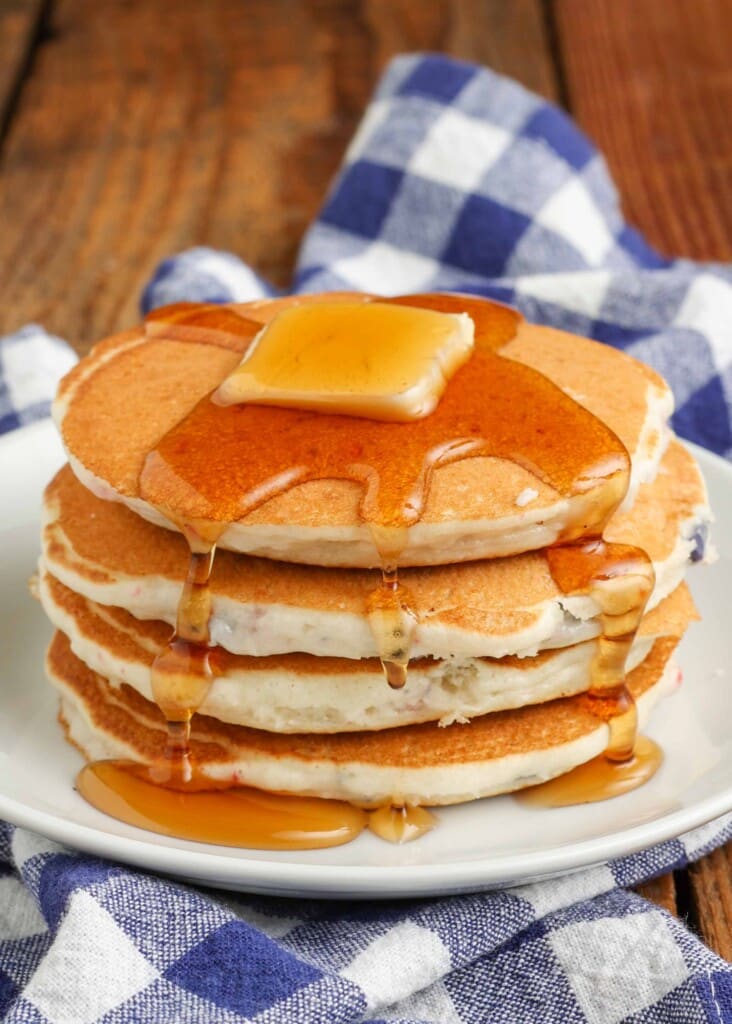 Pancakes stacked on plate