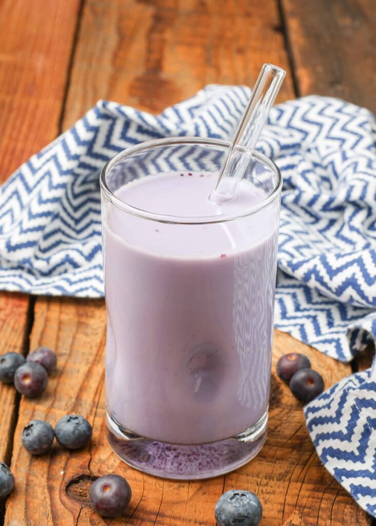 Ready to drink the blueberry milk is a lovely shade of lavender