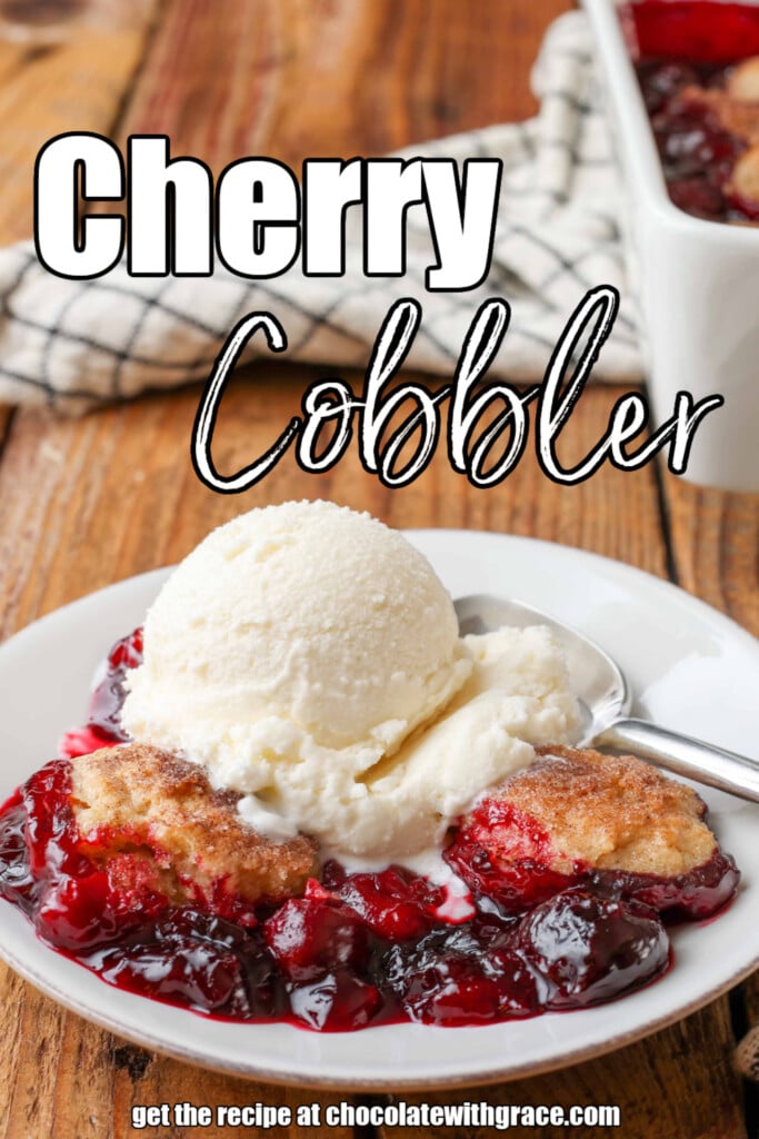 Gooey fruit cobbler with vanilla ice cream