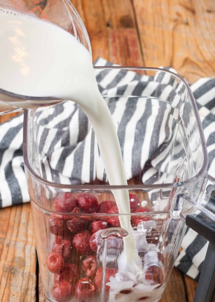 cherries and milk in the blender