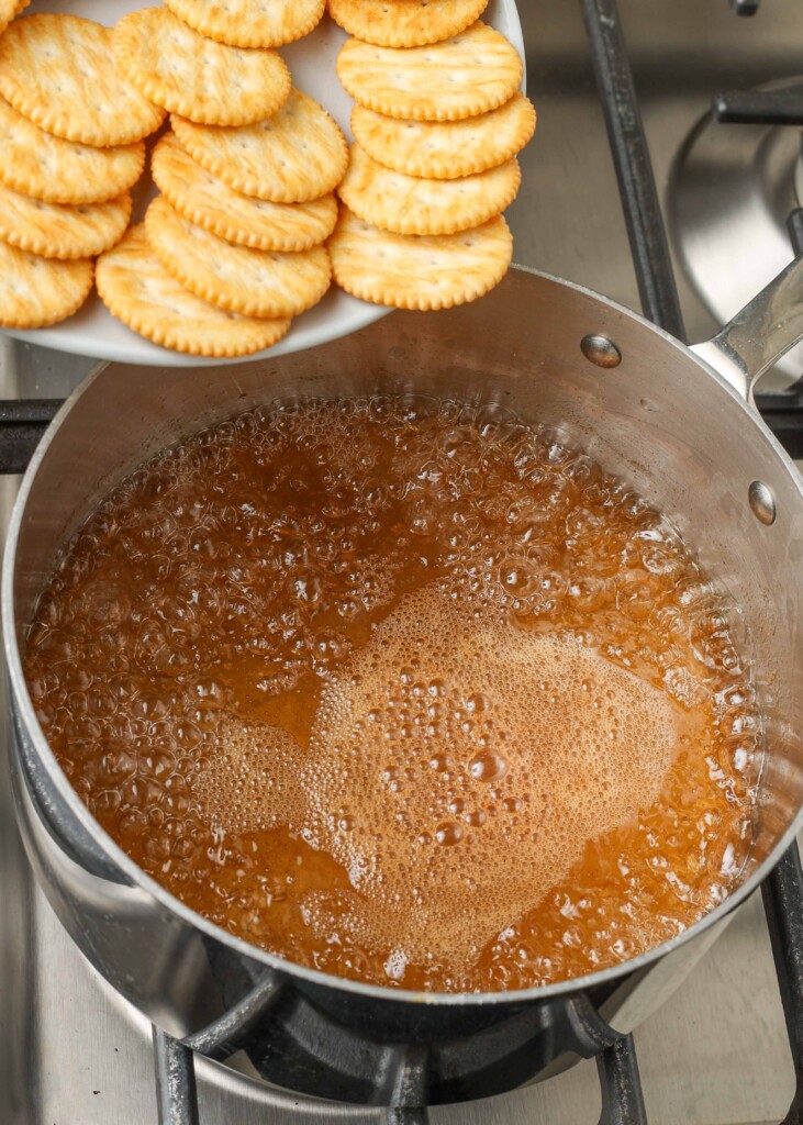 pie ingredients over the stove