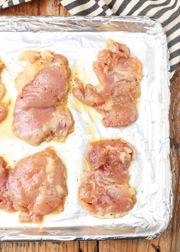 chicken on sheet pan ready to bake