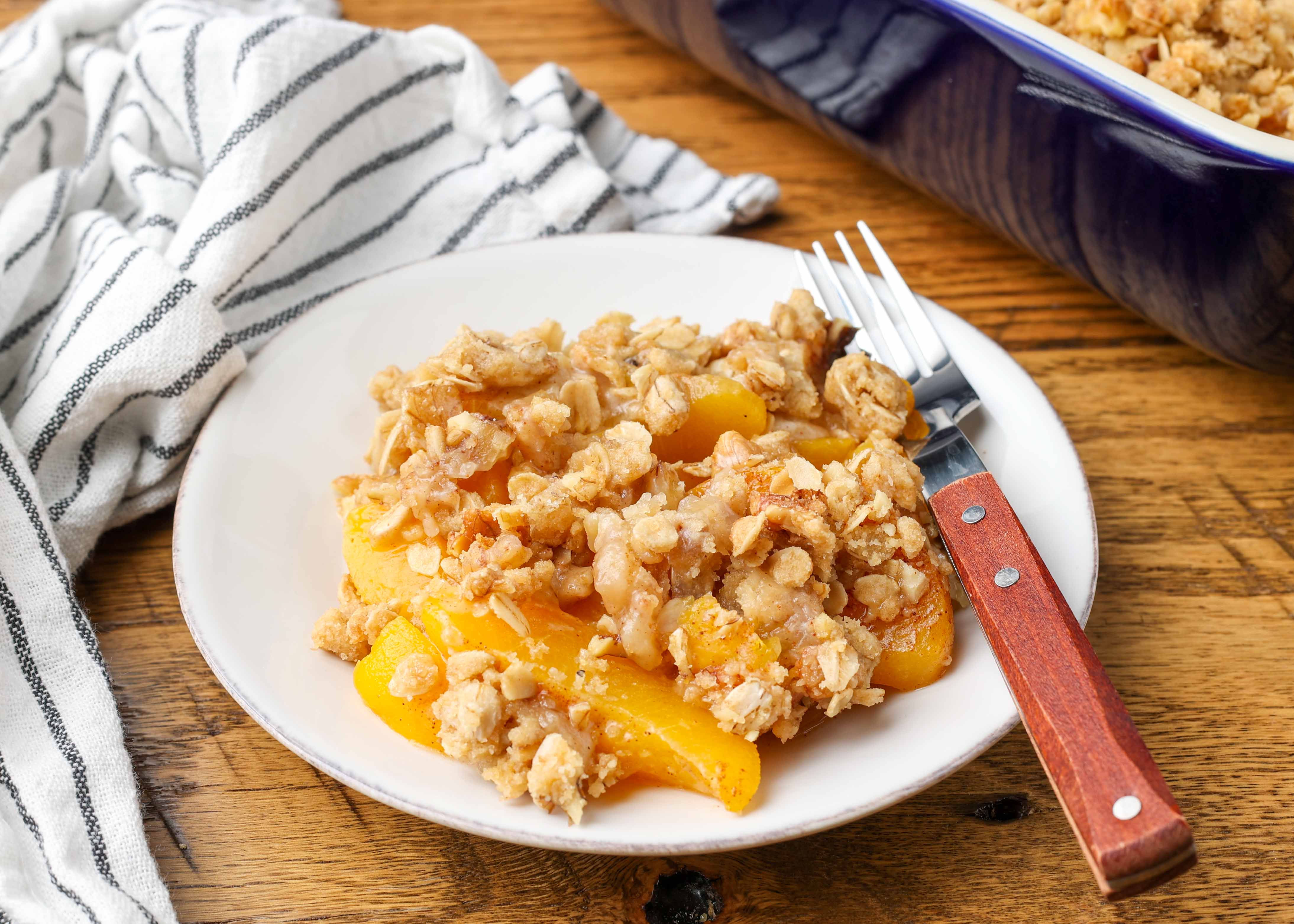Peach Crisp with Canned Peaches - Chocolate with Grace