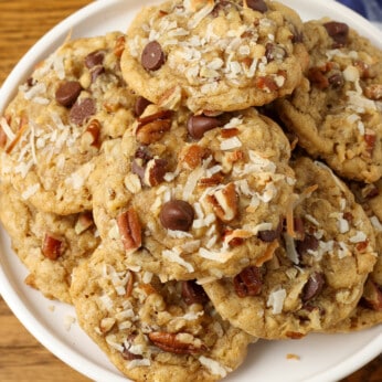 kitchen sink cookies on a white plate
