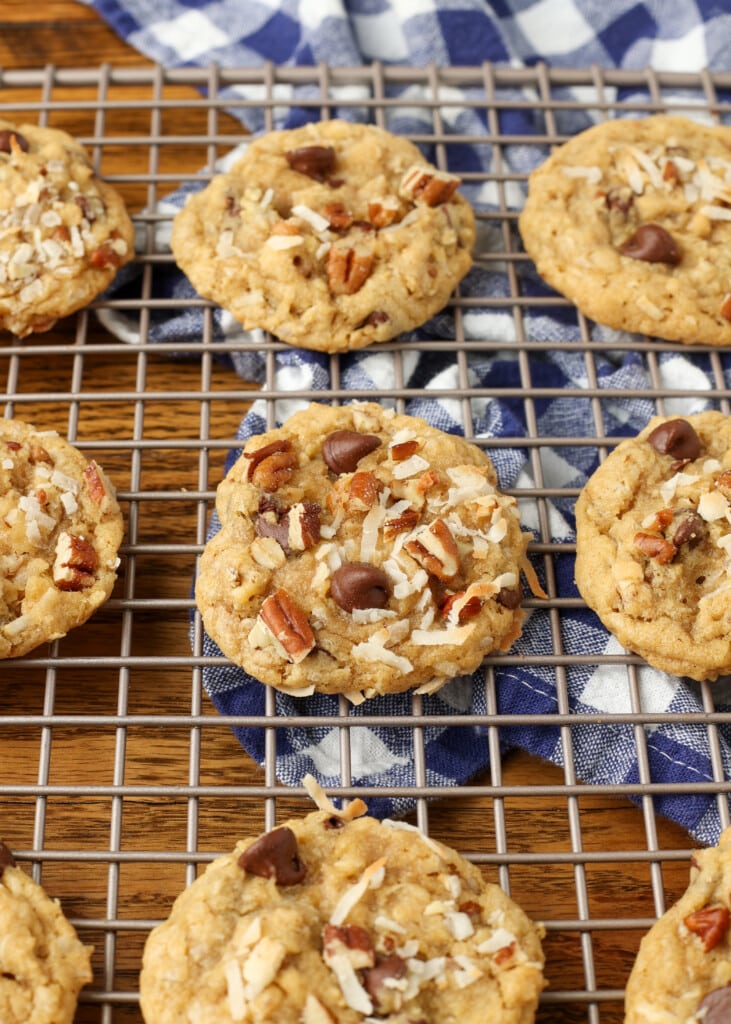kitchen sink cookies on a cooling rack