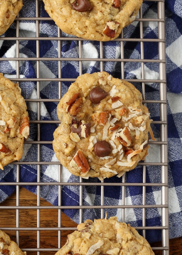kitchen sink cookies on a cooling rack