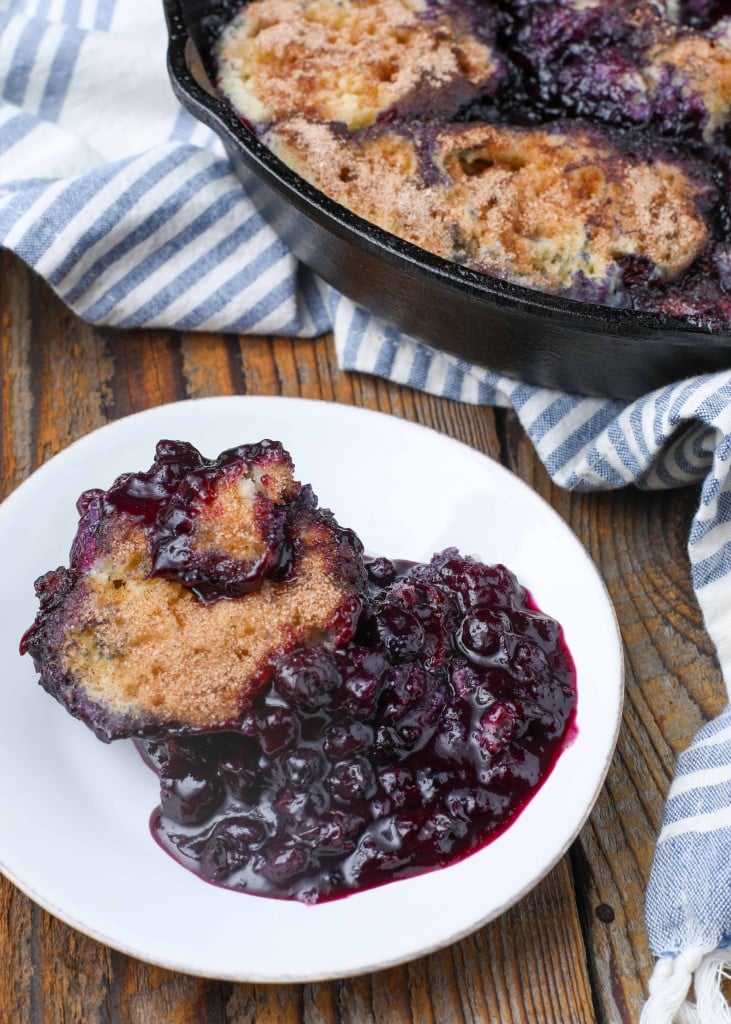 Classic Blueberry Grunt in a cast iron pan