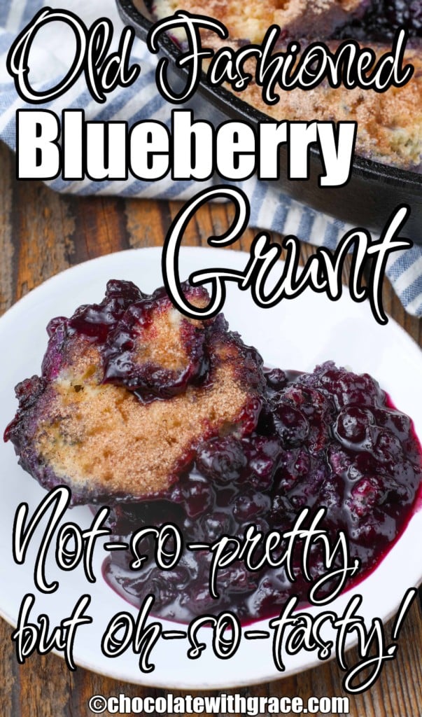 Blueberry Grunt in white plate with blue towel