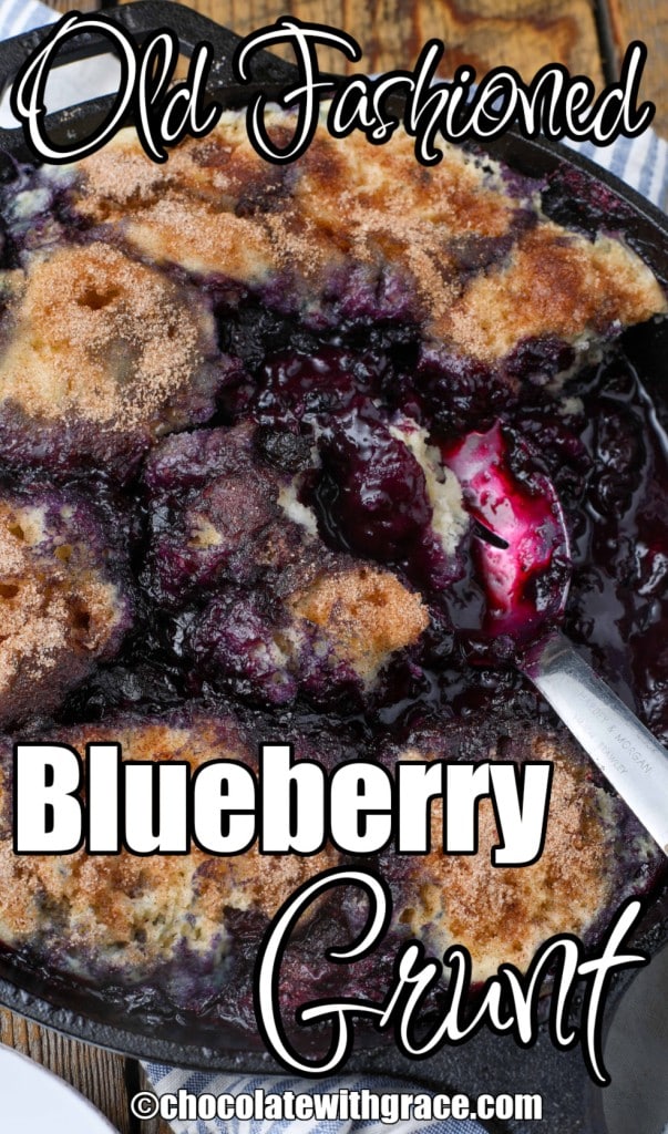 Blueberry Grunt in pan with blue towel