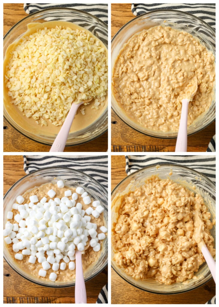 A series of four process shots, showing how the cookies are made.