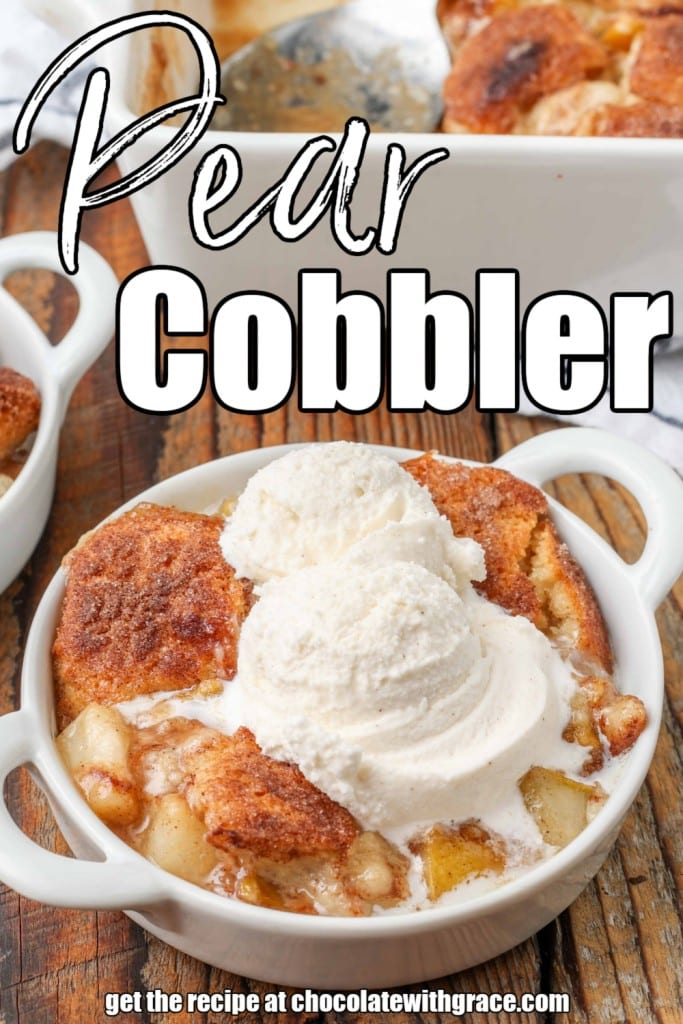 cobbler with ice cream in small white dish