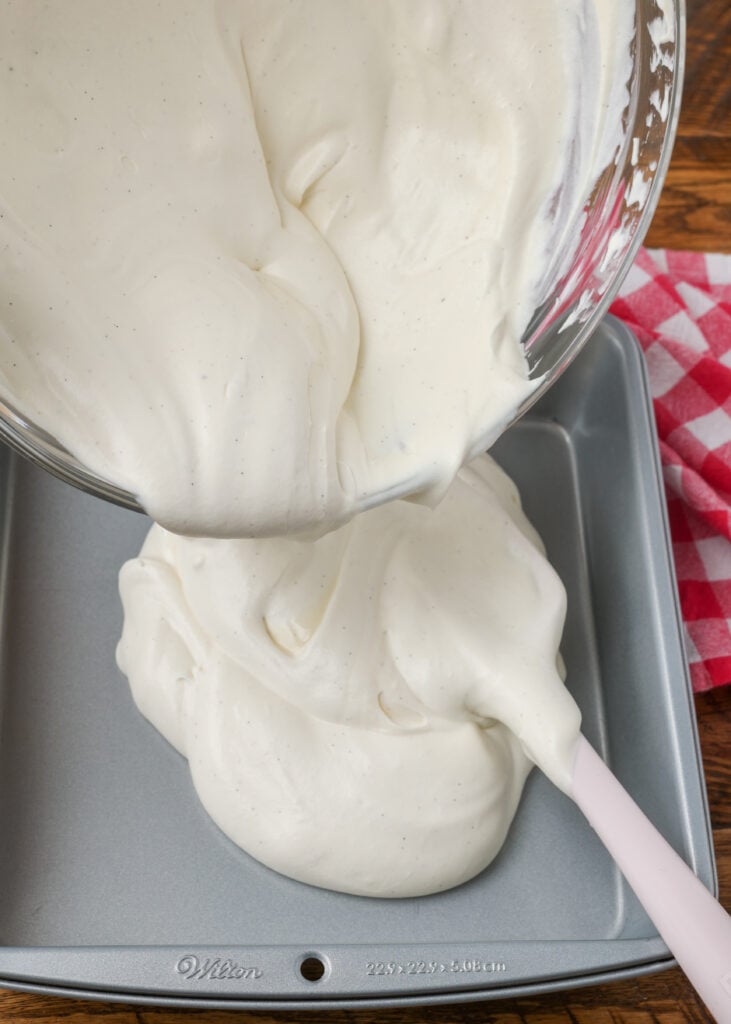 freezing the ice cream base in a metal pan